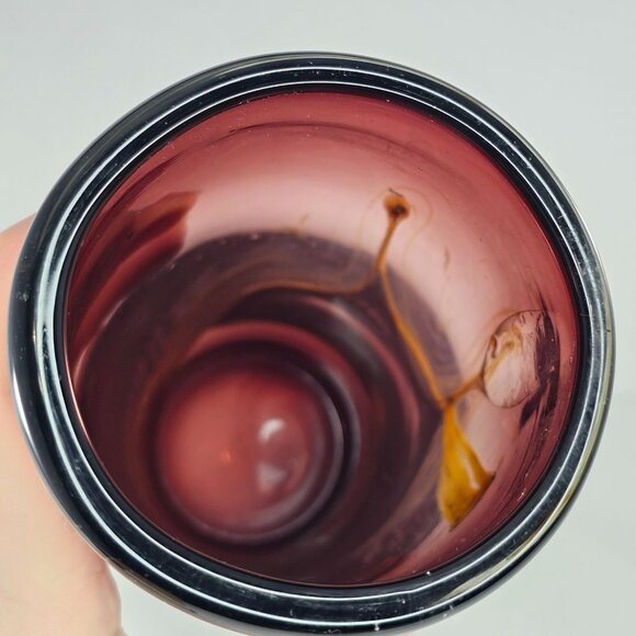 Hand Blown Art Glass Vase With Abstract Design & Swirl Signed Laughing Dragon - Picture 11 of 12